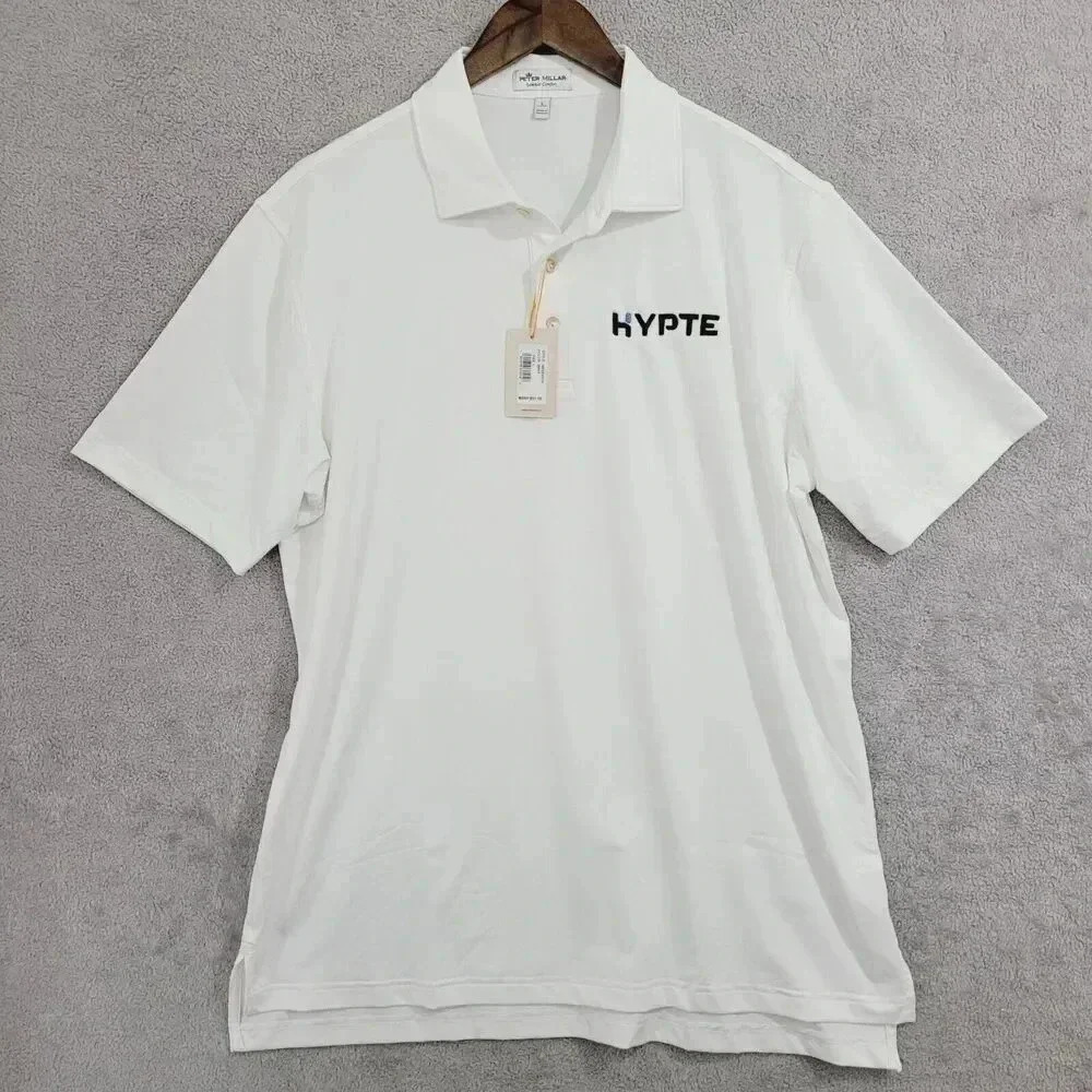 NWT Peter Millar Summer Comfort Mens Polo Shirt L White Polyester/Spandex 23CT - Picture 1 of 9